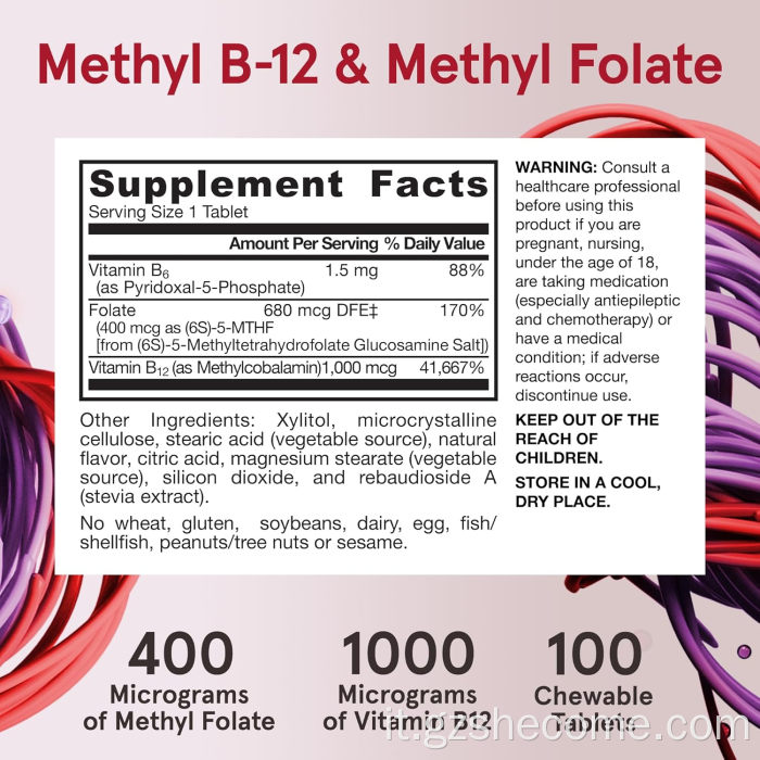 Shecome Methyl B12 Folate Tablets Energy Heart Support